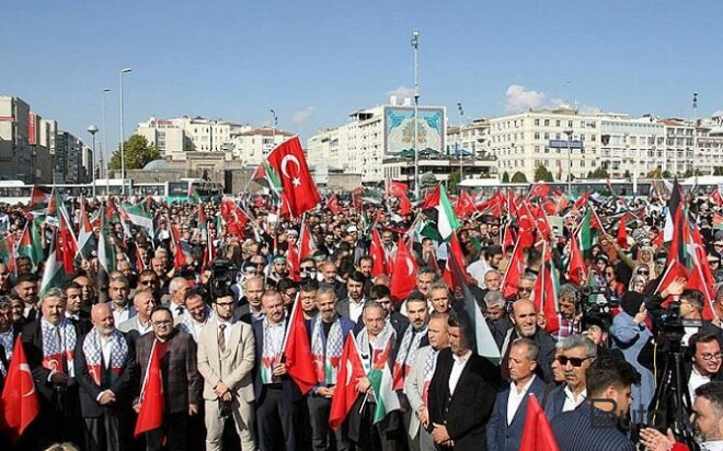  İstanbulda “Böyük Fələstin Mitinqi” - Video  