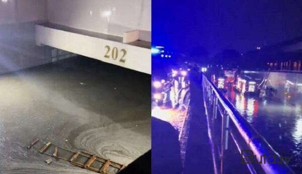  Bakıda tuneli su basdı, maşın batdı - Video  