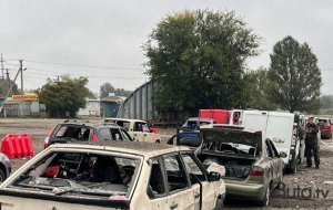 Zaporojyedə sərnişin avtobusu dronla vuruldu - Video