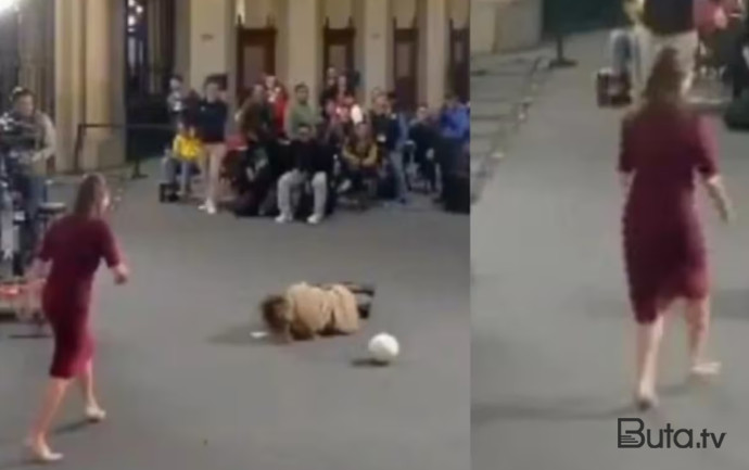  Prezidentin atdığı topu tutmaq istəyərkən yıxılması gündəm oldu - Video  