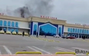 İran dronu Naxçıvan aeroportuna düşdü - Anbaan video