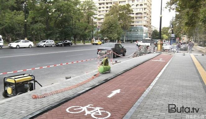  Daha bir küçə və prospektdə velosiped zolaqları salındı - Foto  