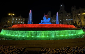 “Cibeles” fəvvarəsi Azərbaycan bayrağı rənglərində... - Foto