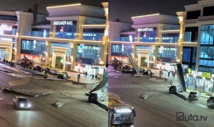  Güclü külək “Bakıxanov Moll”un dam örtüyünü uçurdu - Video  