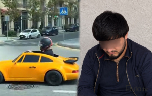 Oyuncaq maşınla yolda şütüdü, məsuliyyətə cəlb olundu - Video