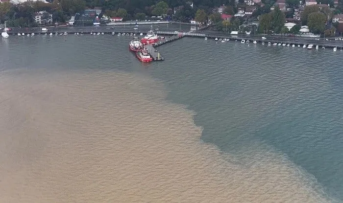 Seldən sonra İstanbul boğazının rəngi dəyişdi - Foto