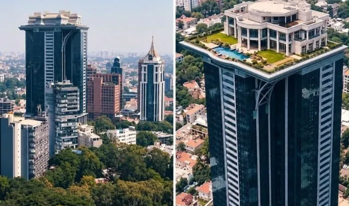 İş adamının göydələnin damındakı “Ağ Ev”i - Foto