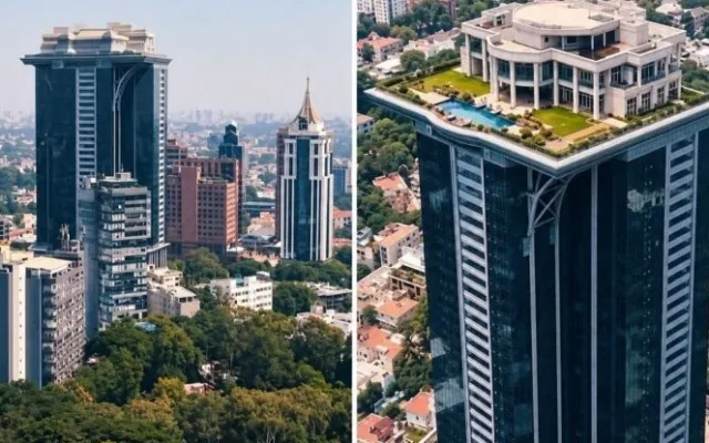 İş adamının göydələnin damındakı “Ağ Ev”i - Foto